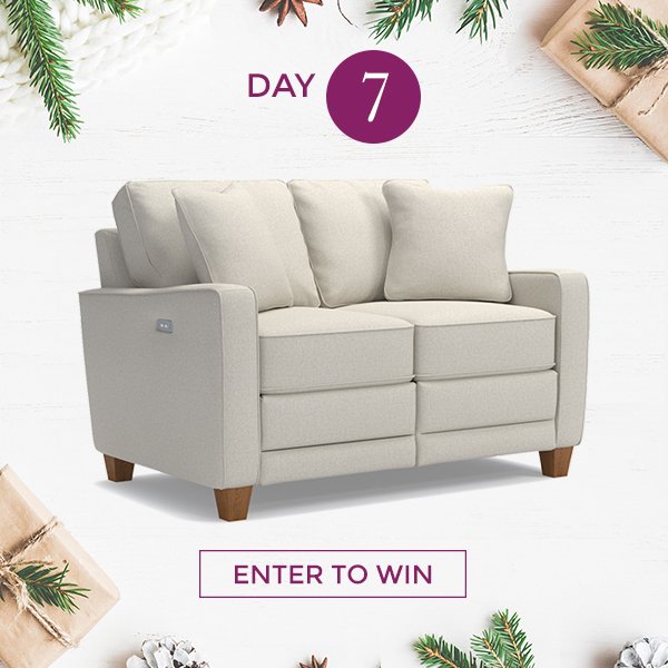 lazboy's tweet photo. Day 7 of #12DaysofGiving you could win our Makenna loveseat. Click here to enter https://t.co/LyrxFKpsvb & gain an extra entry by posting on Instagram using #HOMEments https://t.co/wtA5iOsnLC