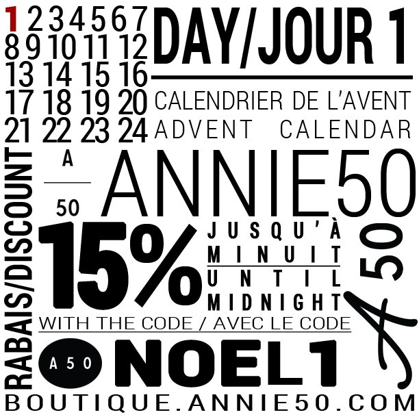 Premier jour de notre calendrier de l'Avent! Profitez d'un rabais additionnel de 15%! - First day of our Advent calendar! Take advantage of an additional 15% off! #AdventCalendar #ModeQuebecoise #ChristmasShopping #ChristmasIsComing