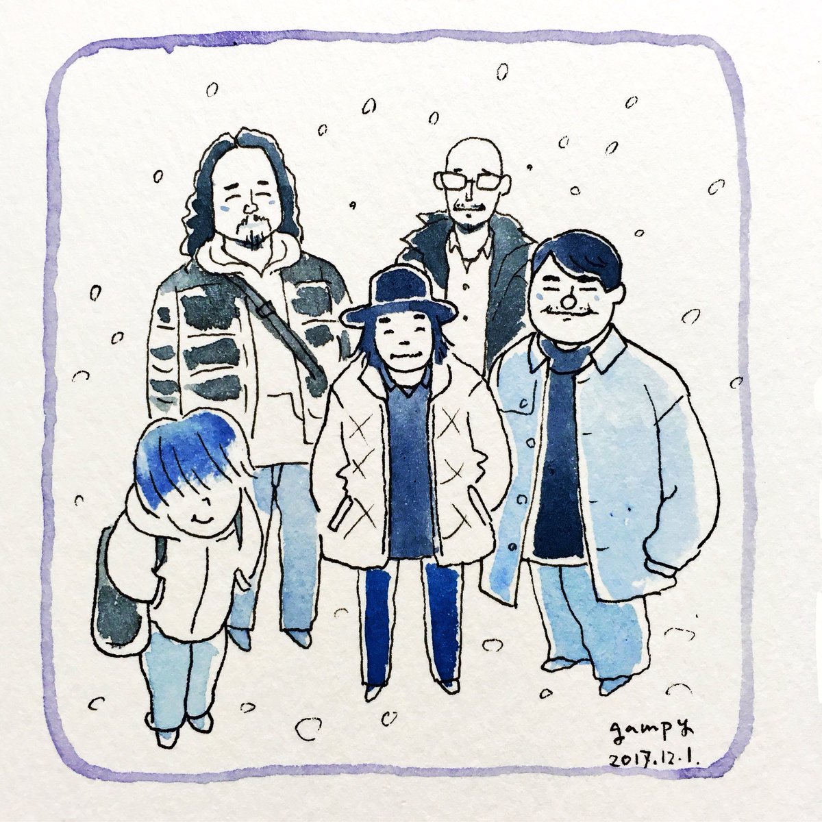 空港で遭遇されたという皆さんを、カーネーションとスカートのアカウントから二組を合成して描いてしまいました♬ 