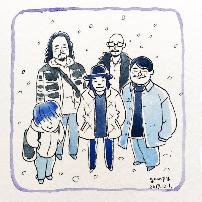 空港で遭遇されたという皆さんを、カーネーションとスカートのアカウントから二組を合成して描いてしまいました♬ 