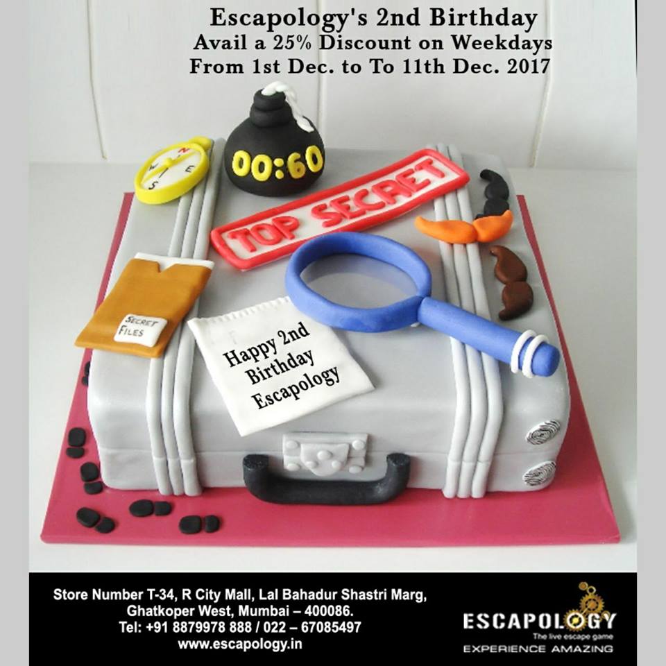 EscapologyInd's tweet photo. #escapologys2ndbirthday #joinus #enjoythetimeyouhave #enjoywithus #availoffers #discountonagame #experienceamazing #instagood #happybirthdayescapology #topsecret #mysteryrooms #liveescapegame #mindblowinggame #family #friends #colleagues #celebratingbirthday #rcitymall #ghatkopar https://t.co/Z05zj4Th37