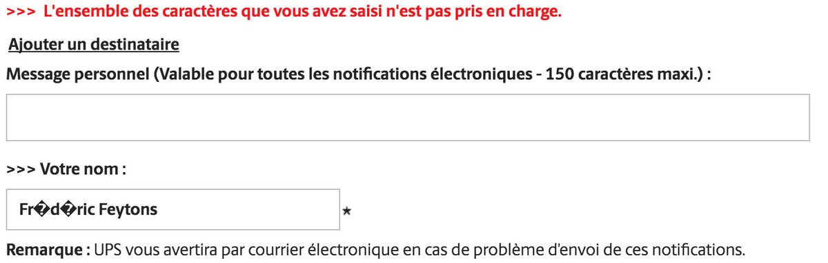 Everyone's becoming AI-powered, everything getting digitalized, thousands of new tech startups being created and meanwhile... 26 years after the introduction of Unicode, the accents in "Frédéric" still can't be processed correctly...