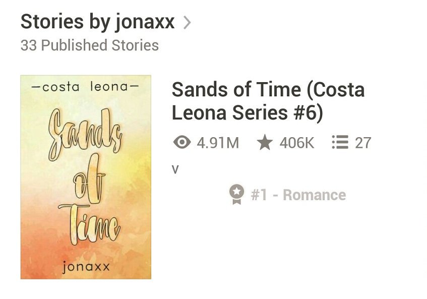 FreonRevamonte's tweet photo. May bago si watty. May pa medal na sa top romance category
#1RomanceWattpad
#JonaxxSandsOfTime https://t.co/UXeaTRqvT3