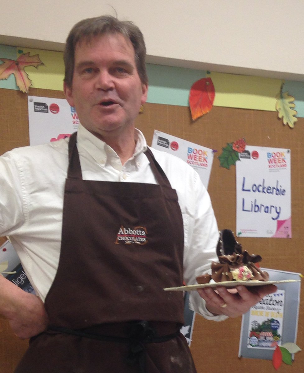 DumGalLibraries's tweet image. Choc-tastic time @BookWeekScot Chocolate Event in #Lockerbie Library. Readings, suberb chocolate demonstration from Dennis of @AbbottsChocs &amp;amp; handmade chocolates to take home - delicious!!. Congratulations to Lucy who won the Chocolate Decorated Shoe!!