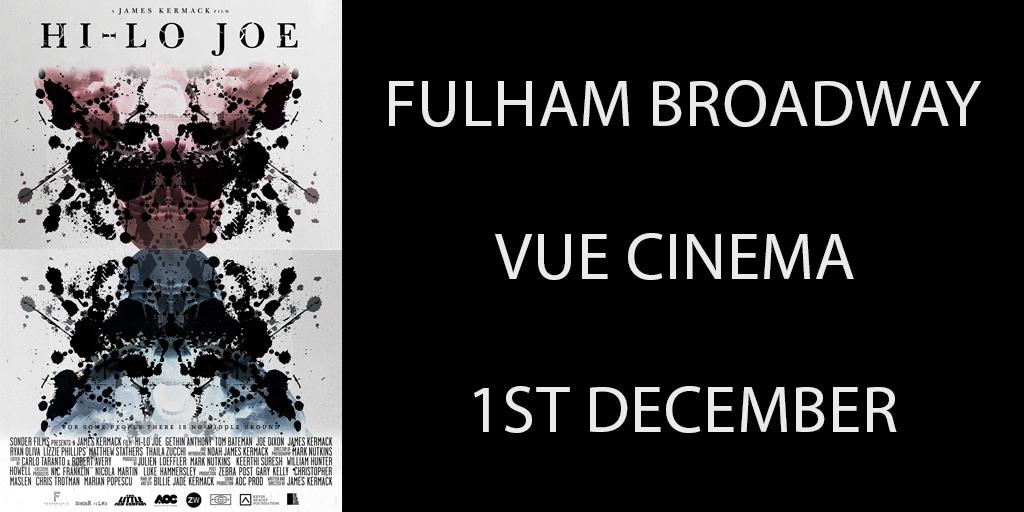 Oh hi #FulhamBroadway, we are sticking in London tonight for this screening and we can't wait to see you all! #hilojoe #hilojoemovie #mentalhealth #vuecinemas #jameskermack