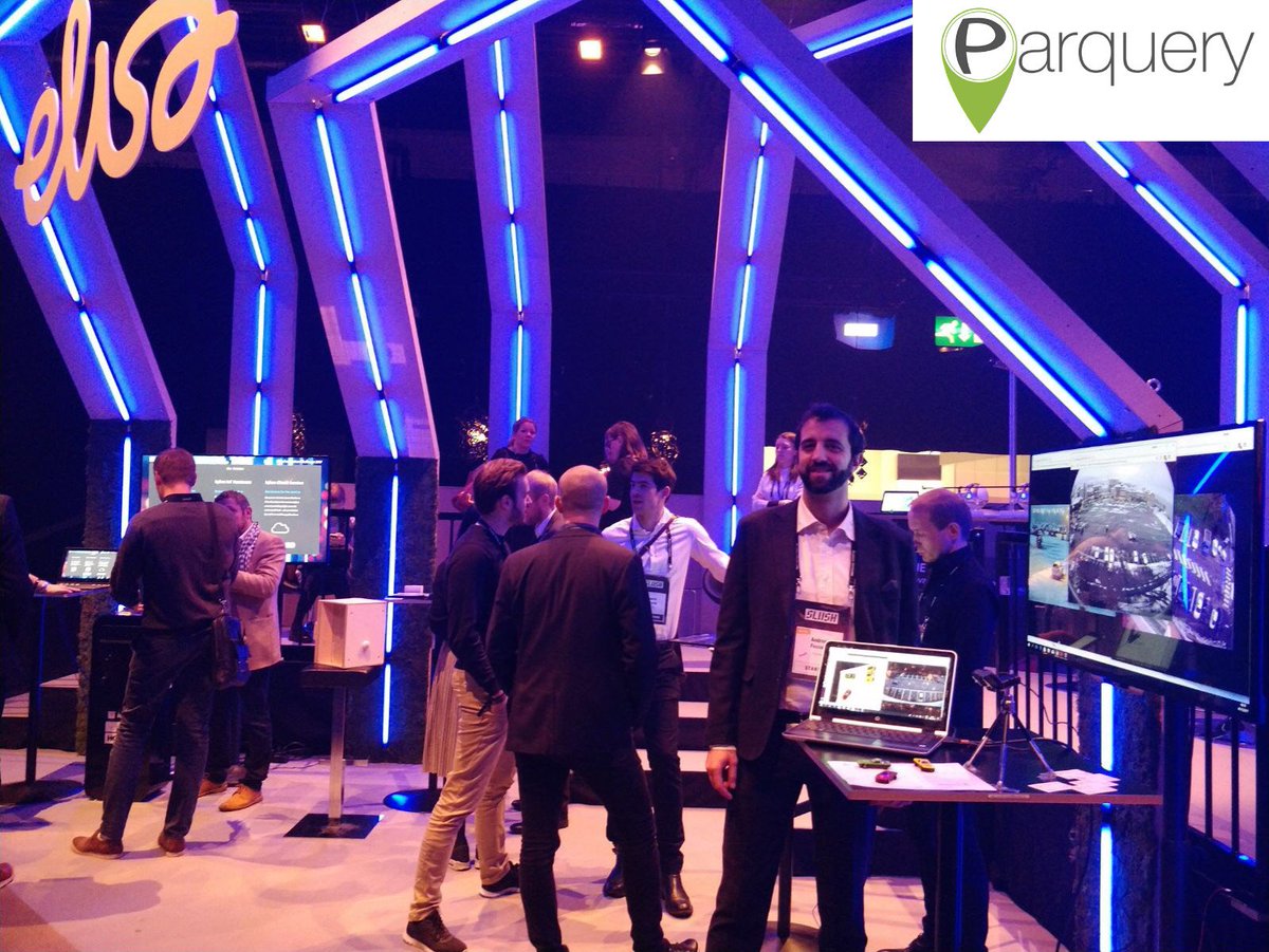 parquery's tweet photo. CEO Andrea Fossati represented #Parquery at the @ElisaOyj #SLUSH2017 Event in Helsinki. He successfully pitched yesterday and is also present today at our booth to explain our system to interested visitors and potential customers.#smartparking #smartcity #ElisaInnovationChallenge https://t.co/BstTpv0oK9
