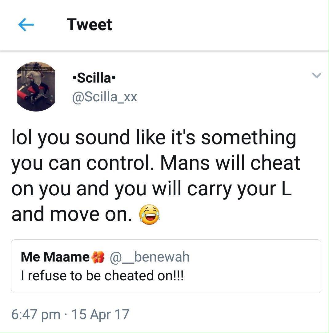 Twickta's tweet photo. She couldn't take her own advice. "carry your L and move on" https://t.co/3K3wWqeLey