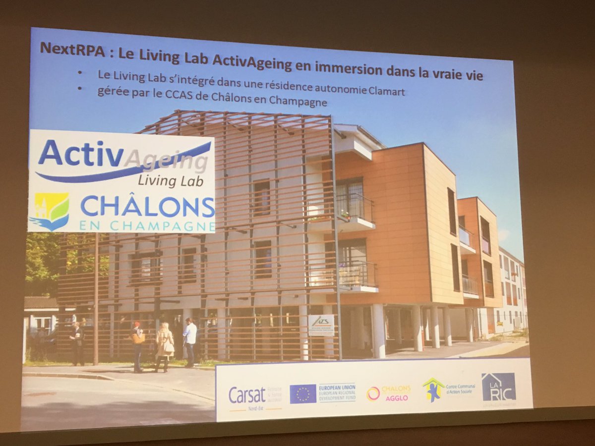 EIThealth_FR's tweet photo. #livingLab ActivAging intégré à la résidence autonomie : démonstrateur domotique et appartement avec un sol monitoring d'activités, la #securité , le confort &amp; et évaluer la valeur socio-économique d'un suivi à domicile @UTTroyes #LivingLabEvent https://t.co/KMkPasMKlK