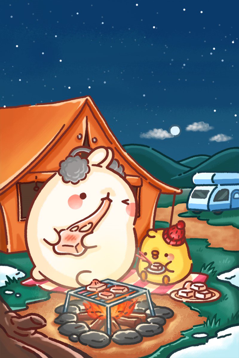 몰랑이작가 on Twitter: "추운 날씨에는 역시 따끈따끈하게 구워먹는게 최고얍! 쫀득쫀득 따끈따끈 떡구이♡illust by