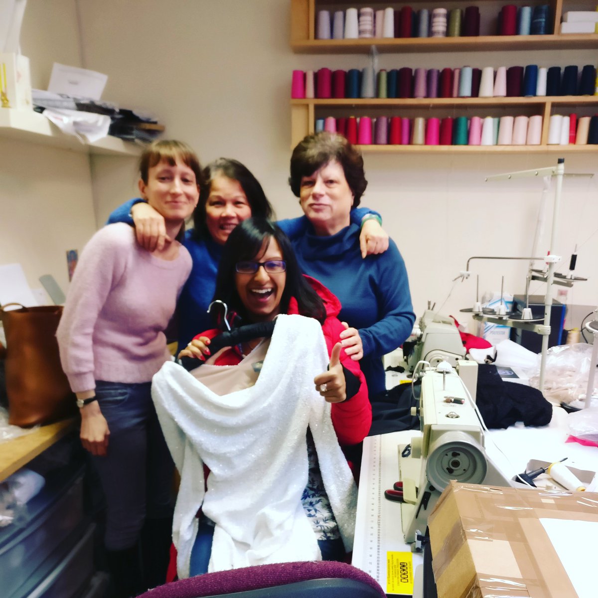 Thank you <a href="/ranvir01/">ranvir singh</a> for popping into our workshop. Your <a href="/bombshellHQ/">Bombshell</a> dress looks stunning. Can't wait to see you wear it. #sparkle #dress #tv #madeinbritain