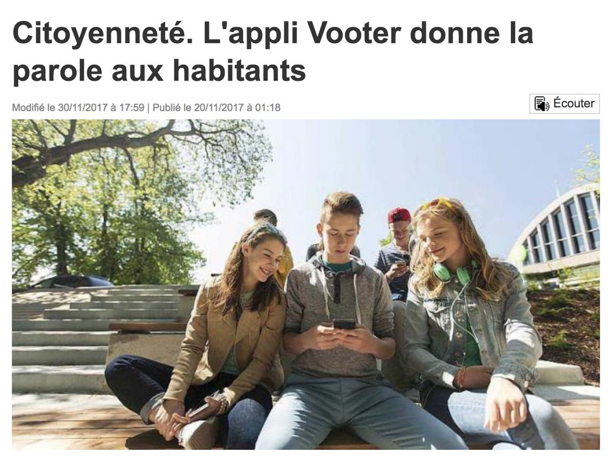 📣 Focus sur Vooter, initiative de "vivre ensemble" présentée dans le cadre des Assises Nationales de la Citoyenneté, organisées par Ouest-France !
Retrouvez l'article complet 👉bit.ly/2BcfA3t
#civictech #smartcity #participationcitoyenne #assisesdelacitoyenneté