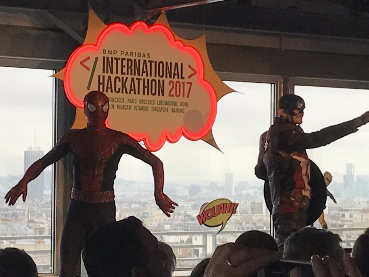 StringcanEU's tweet image. Super heroes among super heroes. This is #BNPParibas #Internationalhackathon !