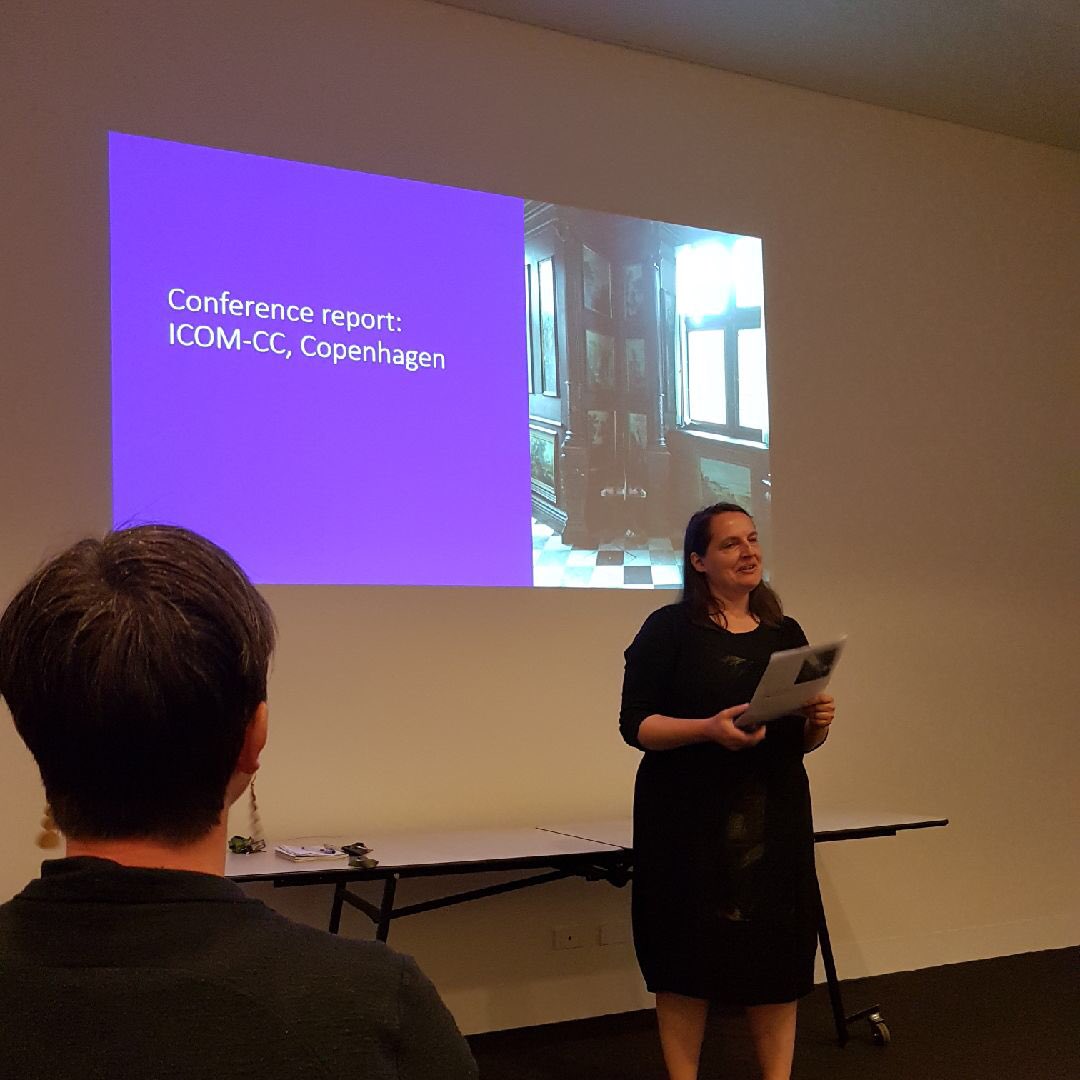 Fiona_Kinsey's tweet photo. Talking international research trips today - #conservation #Kodak #familyphotographs #calotypes #cake @pinknantucket Belinda Gourley and I. @melbournemuseum @museumsvictoria https://t.co/r22Zej7hox
