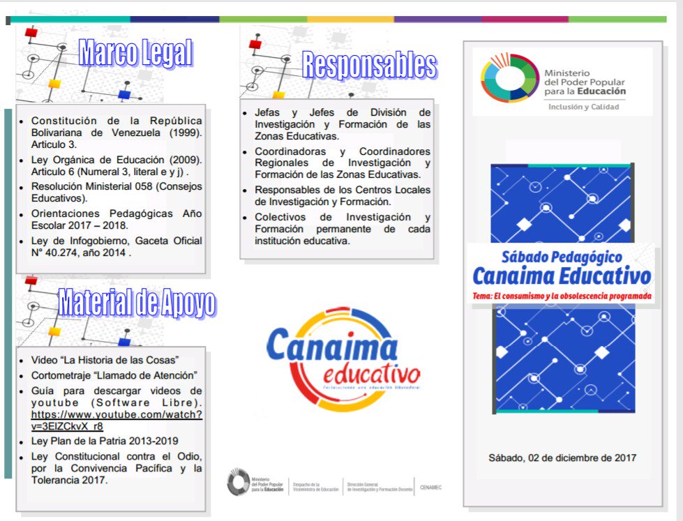 cbitcarabobo's tweet photo. Tutores de @cbitcarabobo socializan las orientaciones generales para este sábado pedagógico Canaima Educativo: El consumismo y la obsolescencia programada @Fundabit @TICanaima https://t.co/juOFh5mHbE