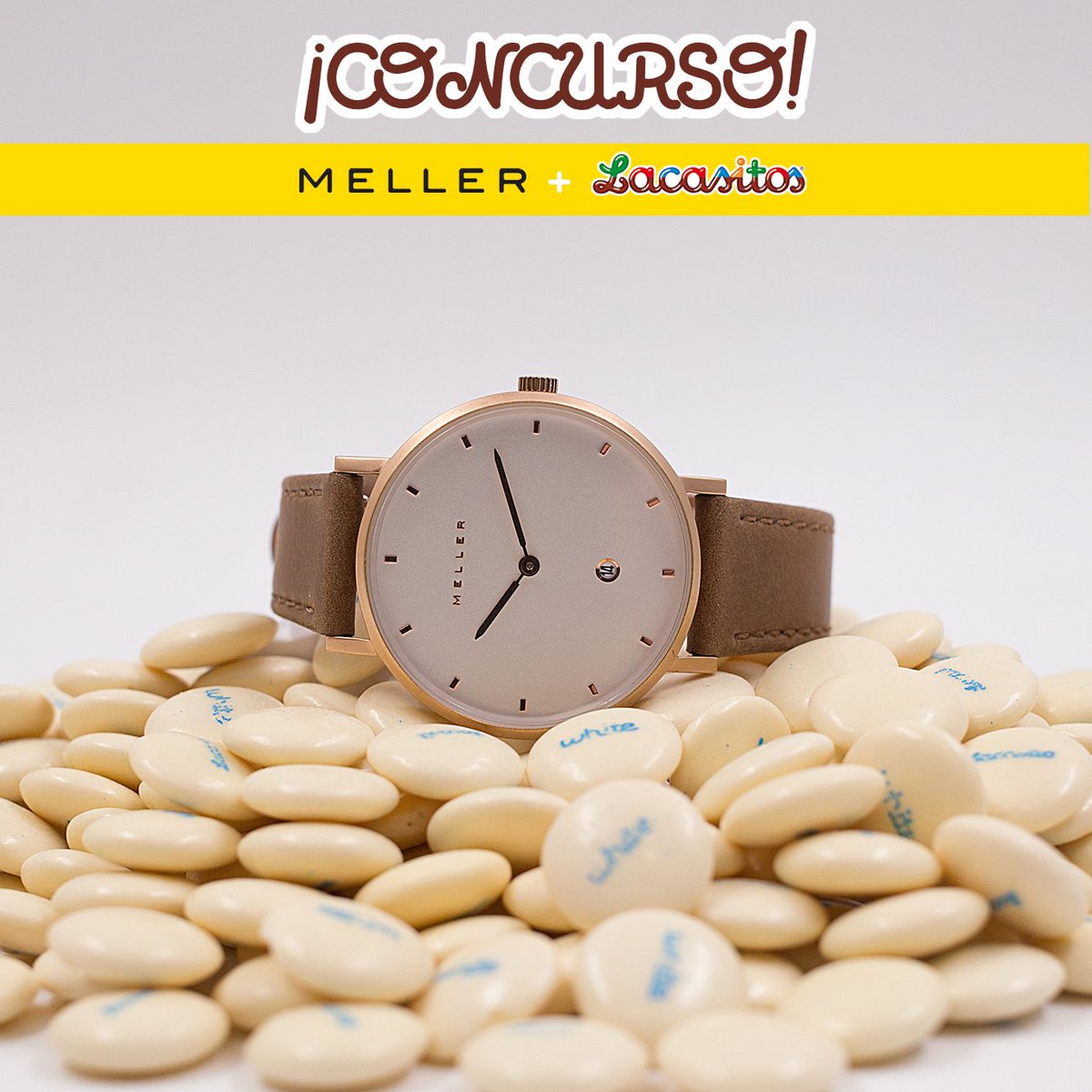 Lacasitos's tweet photo. 🎊⌚🔵 ¡Tenemos concurso #LacasitosConMeller! 🔵⌚🎊
Sorteamos ¡MEGATUBO LACASITOS WHITE + RELOJ MELLER!
1️⃣ SIGUE a @Lacasitos y @Mellerbrand. 
2️⃣ MENCIONA a un/a amigo/a a quien crees que le va a gustar compartir la hora Lacasitos contigo 😜

El lunes anunciamos ganador 😉 https://t.co/esdTPWDG7A