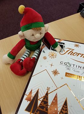 We have a visitor in the office! Need a name for our elf and ways to stop him eating all the chocolate #ADHD #ADHDMatters #elfontheshelf #Elf #letthefunbegin