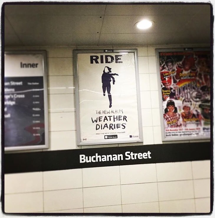 rideox4's tweet photo. Ride posters popping up on Glasgow’s subway and Inverness station? Must mean it’s two weeks until the Aberdeen Garage &amp; Glasgow Hydro shows! Dates and tickets at https://t.co/rtdQg8lqi1, Glasgow show is with the almighty Mogwai 🤘Thanks for the spot Craig &amp; @RossMcewan16 👀🙏 https://t.co/wBKXJFzmol
