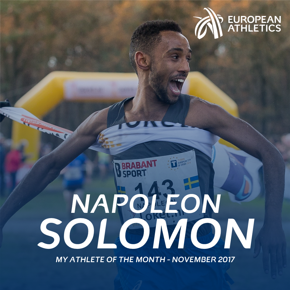 EuroAthletics's tweet photo. RT to vote for Napoleon Solomon as your #athleteofthemonth!

Solomon claimed the Nordic cross country title in Middlefart and also claimed a good victory at the Warandecross in Tilburg. https://t.co/G2GozUZOAd