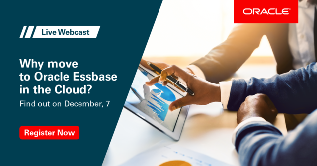 LouParker's tweet photo. Why move to #OracleEssbase in the #Cloud? Tune into this Live Webcast on Dec, 7 to find all the answers. #OracleEmp https://t.co/MVEC7Pj0UH https://t.co/41BeGSC1gA
