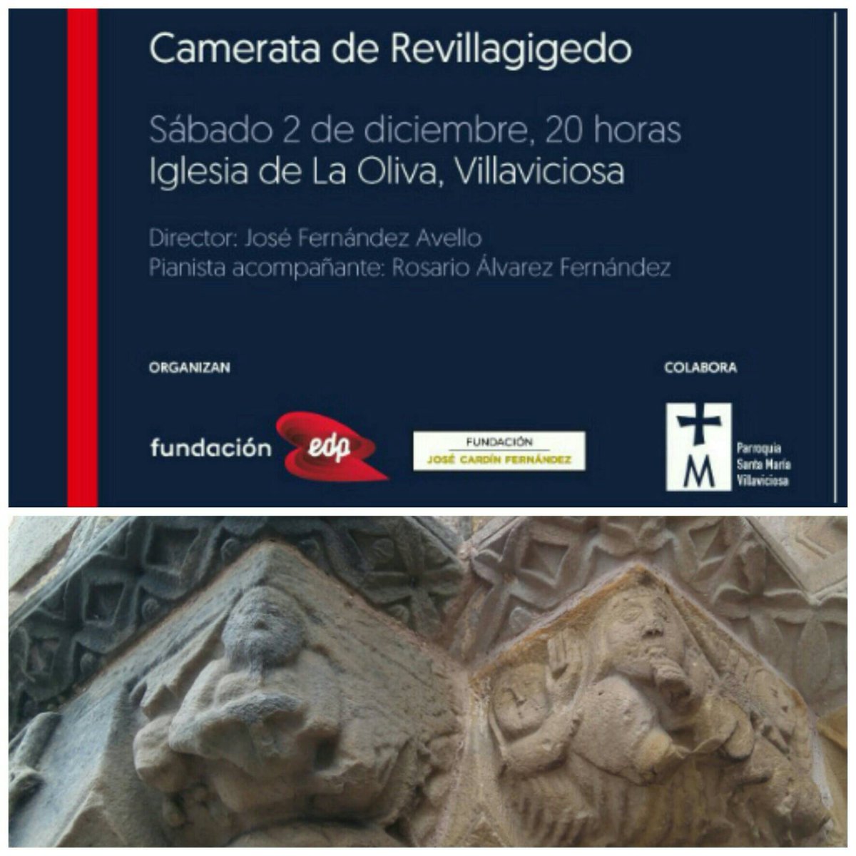 Fundacioncardin's tweet photo. Mañana la #música no solo estará en los #capiteles de la iglesia de la Oliva 🎼 también dentro con un concierto promovido por la #Fundación @EnergiaEDP y nosotros mismos ¡Ven a #Villaviciosa 🍎 ! A las 20 ⌚ 😉 @Cavastur @COAAsturias @conexiontpa @canalpatrimonio @arcaldea https://t.co/N43UQc16Zm