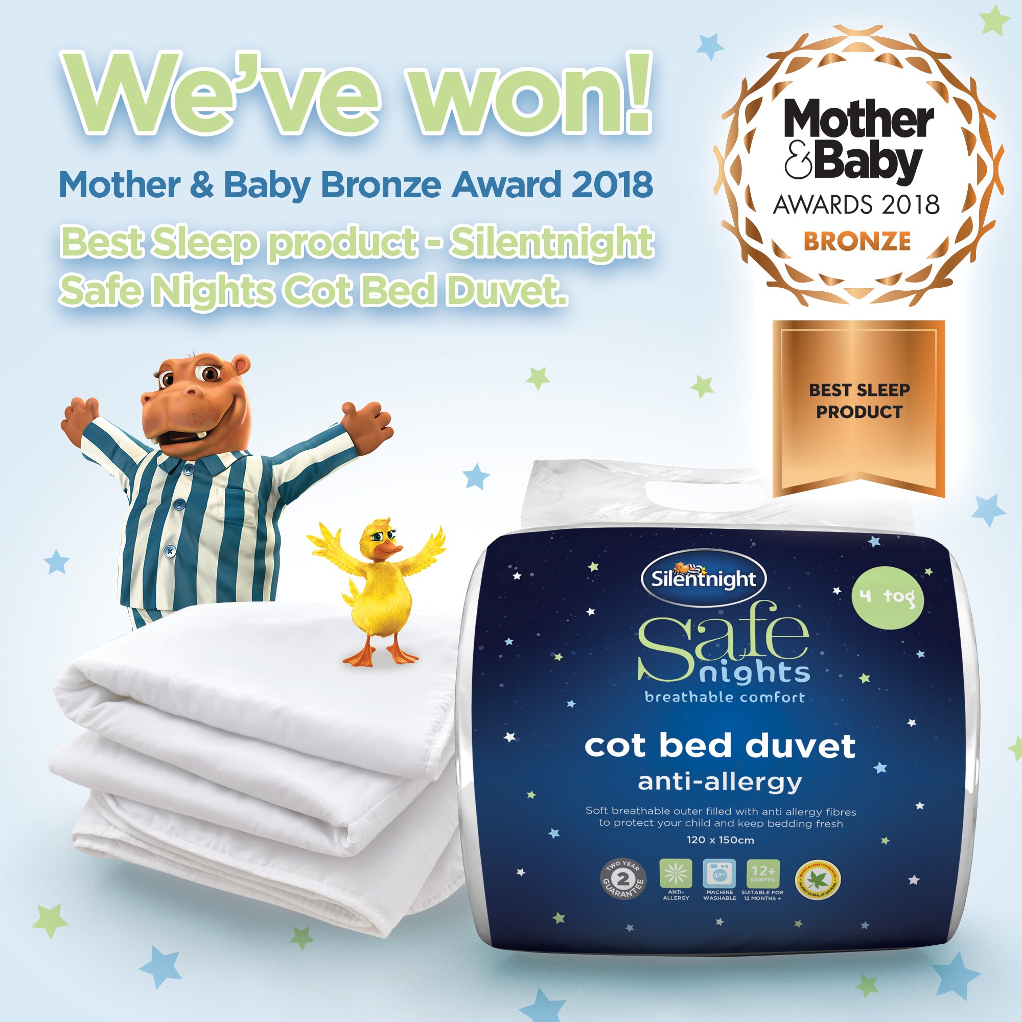silent night cot bed duvet