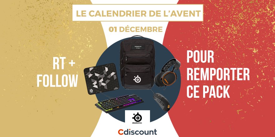 Cdiscount's tweet image. 🎅 #LeNoëlDeCdiscount - JOUR 1 

🎁 À gagner : 
🔸 Un pack Steelseries &amp;gt; bit.ly/2kdR7GW

⚠️ Pour participer : 
🔸 RT + Follow @Cdiscount 

✅ TAS 05/12
