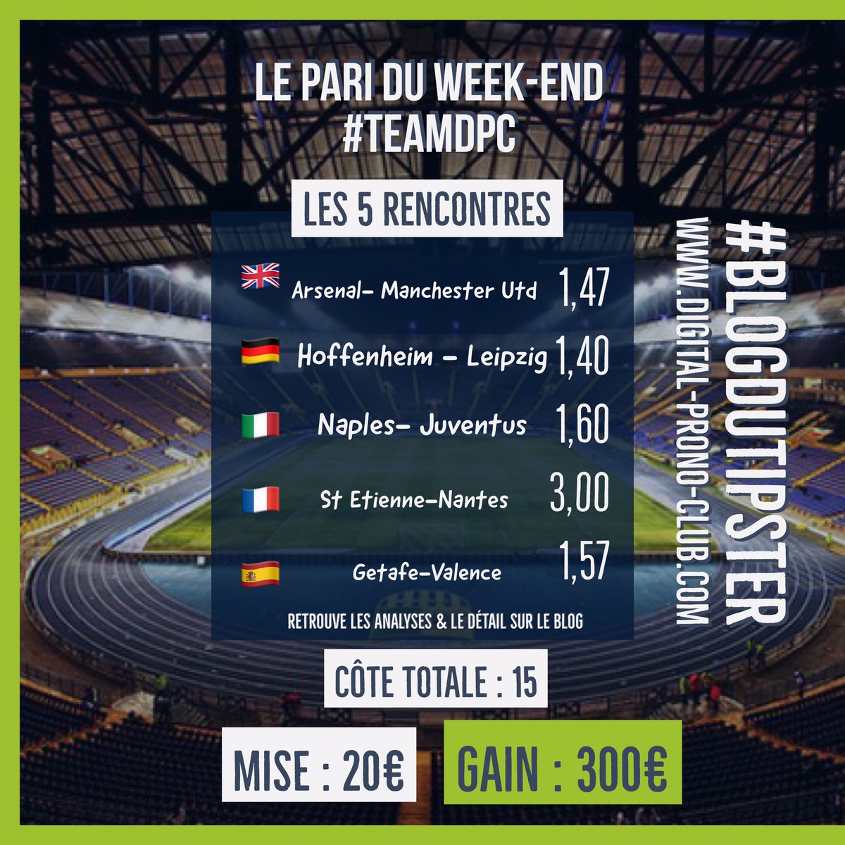 teamDPC's tweet photo. #LeParisduWeekEnd ⚽️
#5Grandschampionats
#5Analyses
#5Etapes
👉 Analyses @AnalyseSportiv1
👉 bet @teamDPC
- Étape 1✨ ⏰ 20h45 🚨🚨🚨
Mise (20€🔜(320€) @UnibetFrance
🔗 https://t.co/JVlzSfUIkD
RT♻️ou FAV❤️ si tu suis!
#BlogduTipster #TeamParieur https://t.co/UxE80c8hpc