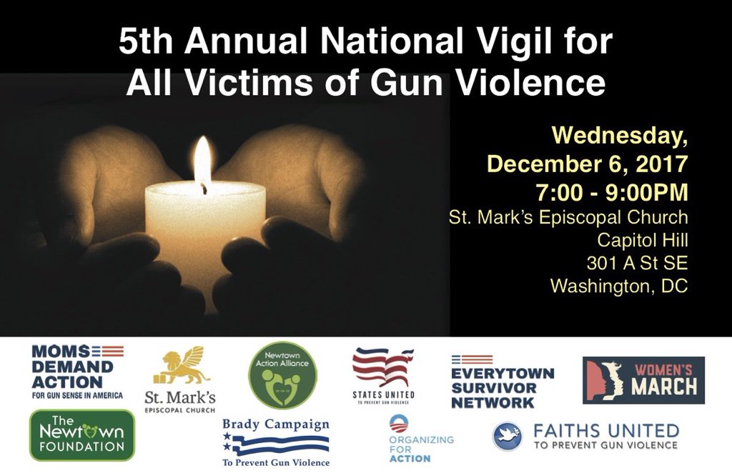 NewtownAction's tweet photo. Join us at the 5th Annual National Vigil for All Victims of Gun Violence on 12/6. RSVP here: https://t.co/f4l41OhDm5 https://t.co/rrP9ozvQG0