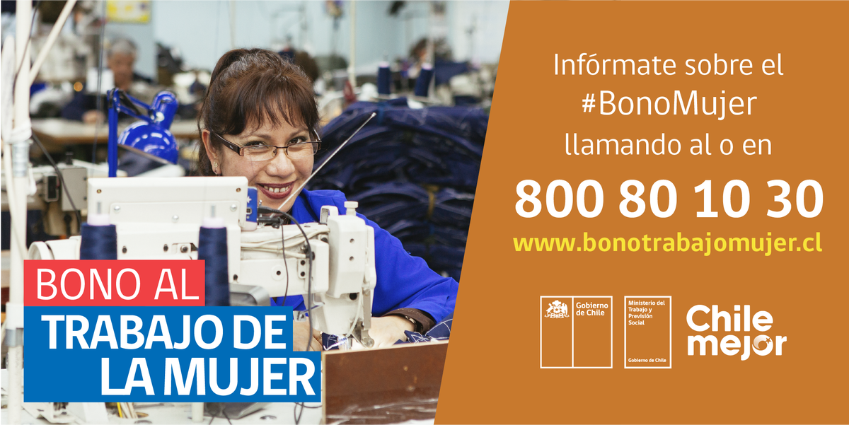 MintrabChile's tweet photo. El #BonoMujer busca premiar el esfuerzo de las mujeres y jefas de hogar de las familias más vulnerables de Chile 💪🏻 https://t.co/Hi5e2PEWv5 https://t.co/xqV0PgBzH9