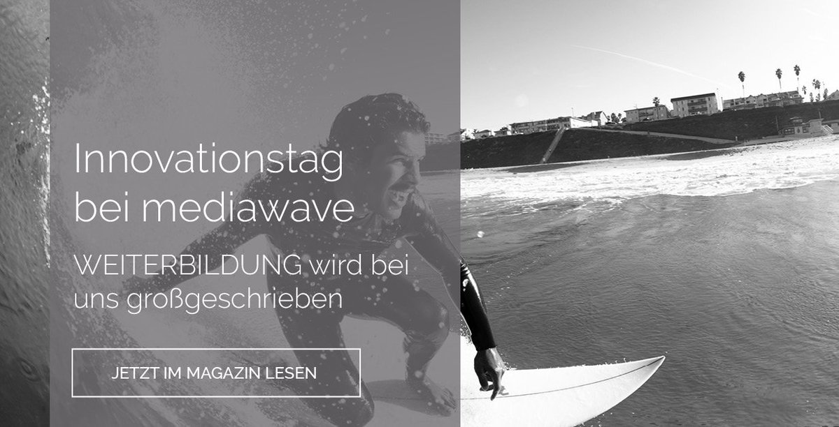 mediawave_trend's tweet photo. Innovationstag „waveday“ bei mediawave! Was sich dahinter verbirgt, erfahrt Ihr hier: https://t.co/9805WmFFfn
#Weiterbildung #ecommerce https://t.co/QRWmbZE7yK