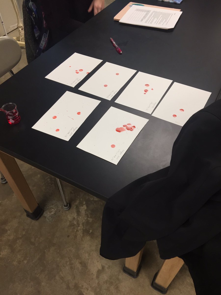 TaylorK_Rose's tweet photo. Forensic Science studying blood spatter analysis- measuring the effect of height on blood drops #AHSForensicScience https://t.co/EU7PKG5hxq