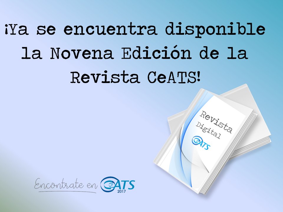 CeATS_ARGENTINA's tweet photo. #RevistaCeATS
¡Ya se encuentra disponible la 9° Edición de la Revista CeATS!
📖 Ingresá a https://t.co/sZMmUEtQTd para descargarla 📖
Si querés participar de la próxima edición con tu propia columna, comunicate con nosotros a informes@ceats.org
#EncontrateEnCeATS2017 https://t.co/Aie1EsXr2A