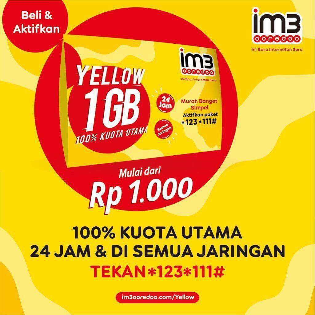 DIAL PAKET MURAH SUPER GILA IM3 RP 1000 PERAK DAPET 1 GB FULL 24 JAM