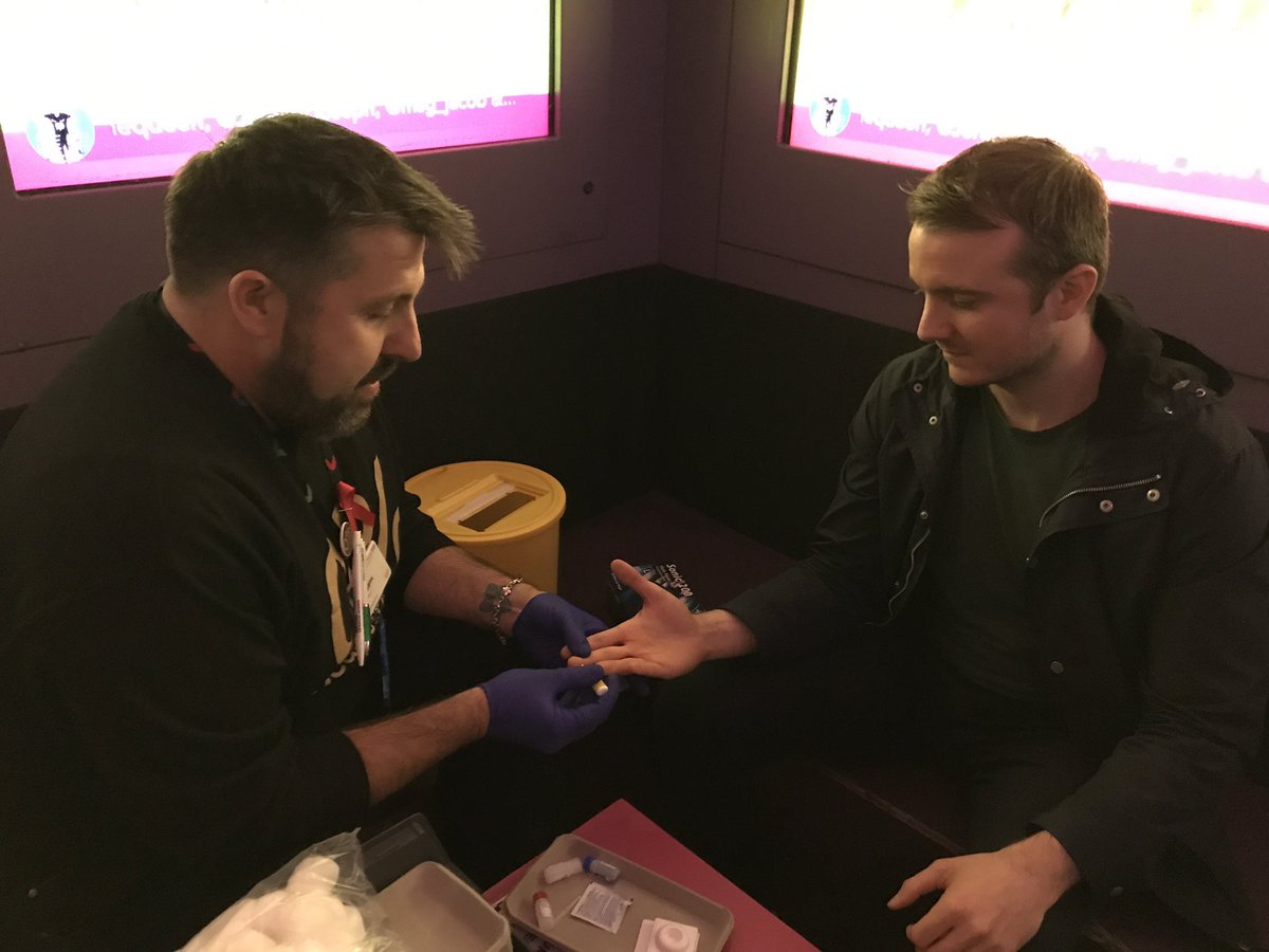 MrLukeTill's tweet photo. Just had a FREE #HIV finger prick test done at G-A-Y Bar in Soho by the great team @56deanstreet. Bar owner @JeremyJoseph donates £5 per person tested to @ejaf as well! #WorldAIDSDay @BoyzMagazine #WAD2017 https://t.co/MZ6Gx3TRhg