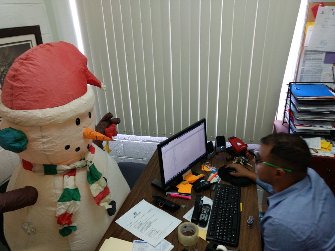 We start  #nicsholidays 🎄 in #mcca_mexicocity with a new student the snowman! ⛄️visiting the business manager office. #nicsschools Network of International Christian Schools <a href="/nicsschools/">NICS</a>