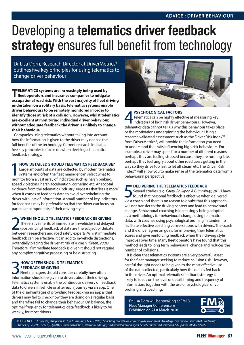 FleetManager_UK's tweet photo. Developing a telematics driver feedback strategy – five key points from @DriverMetrics Find out more in the new issue of Fleet Manager magazine https://t.co/Qzp2iauorE https://t.co/XoC98CUESC