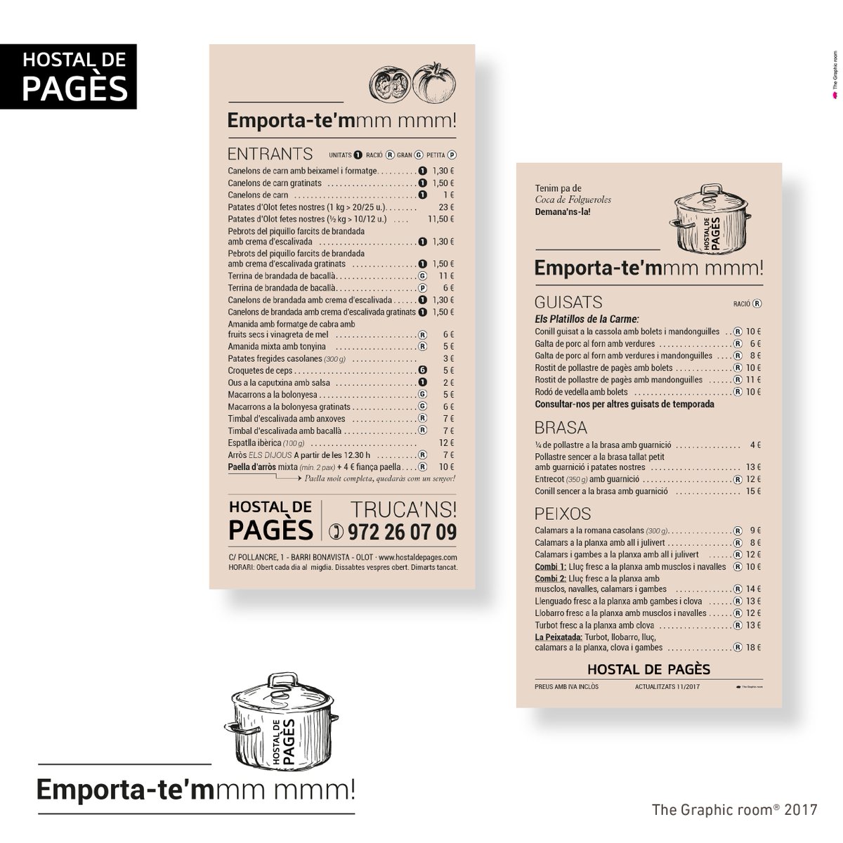 thegraphicroom's tweet photo. 😋 Que bons els #plats que fan al @hostaldepages2 , tant per emportar com per menjar allà #menú #boníssims #complert Com a casa! Fem un #hostal? mmm mmm #hostaldepagès #Bonavista #olot #flyers #thegraphicroom #dissenyiimpressió https://t.co/XgNEr44fV7