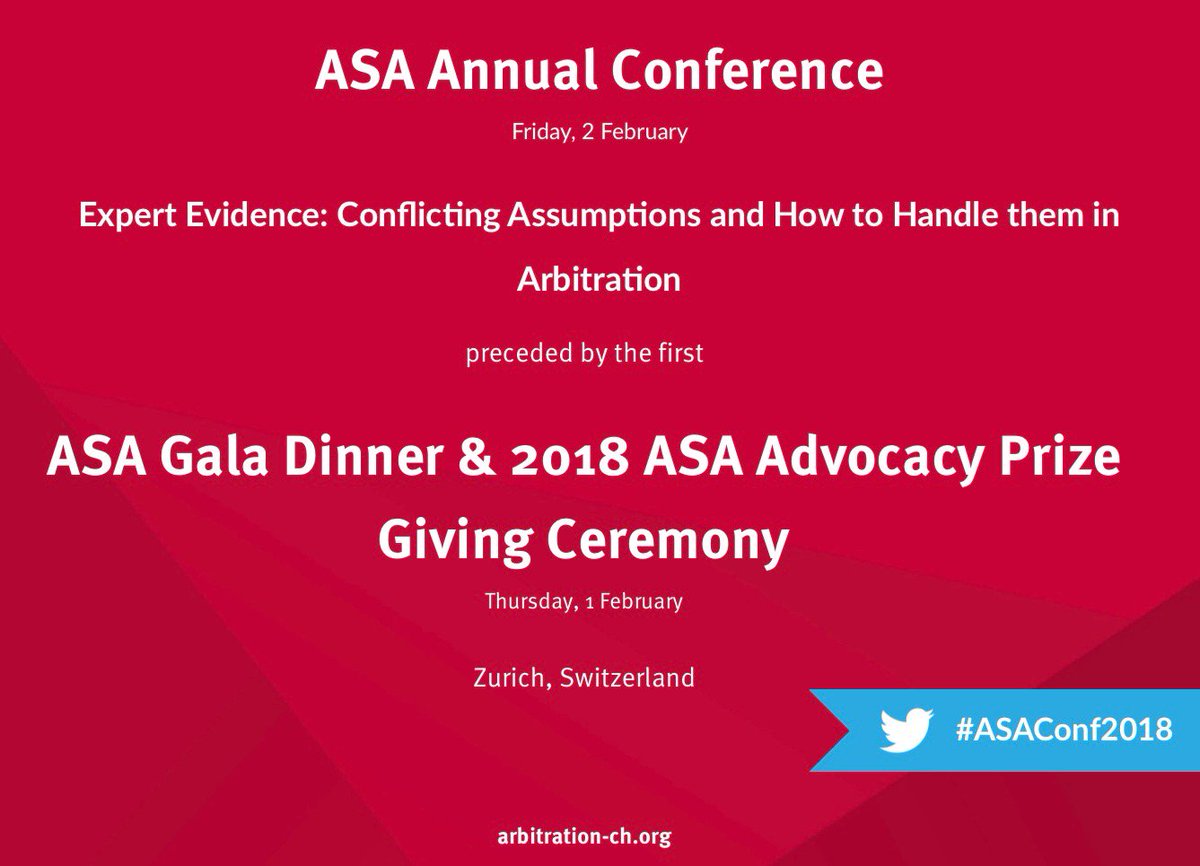 ASAArbitration's tweet photo. #Registration is now open for the 2018 ASA Conference &amp; first ever ASA Gala Dinner! Tickets are limited, register early on the ASA website for #earlybird discount #ASAConf2018 #GalaDinner #Zurich #Arbitration https://t.co/EsUJdUzC7R https://t.co/EvIwToz45C