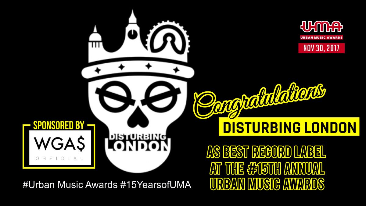Urbanmusicaward's tweet photo. Congratulations to @DisturbingLDN voted #BestRecordLabel2017 at the @Urbanmusicaward last night . #UMA #UrbanMusicAwards #15YearsofUMA #NewMusicFriday https://t.co/OqcJ5PzgO9