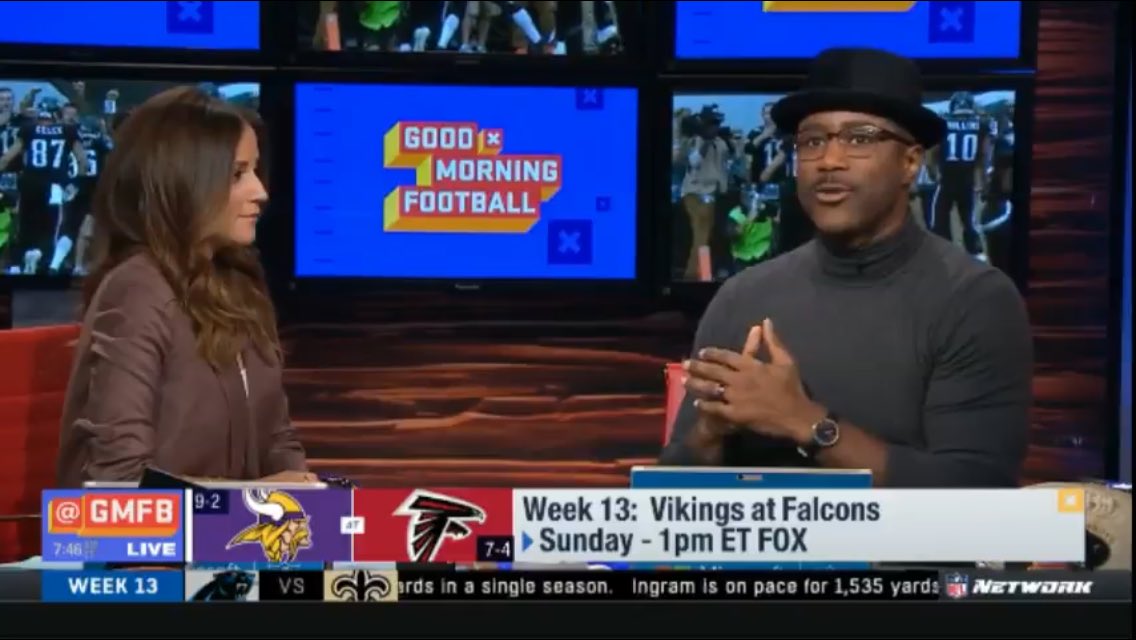 GMFB_Stephaine's tweet photo. Ok @Nate13Burleson I like the hat! Where you get that hat? #Draft2017 https://t.co/gTxYdQQcI9