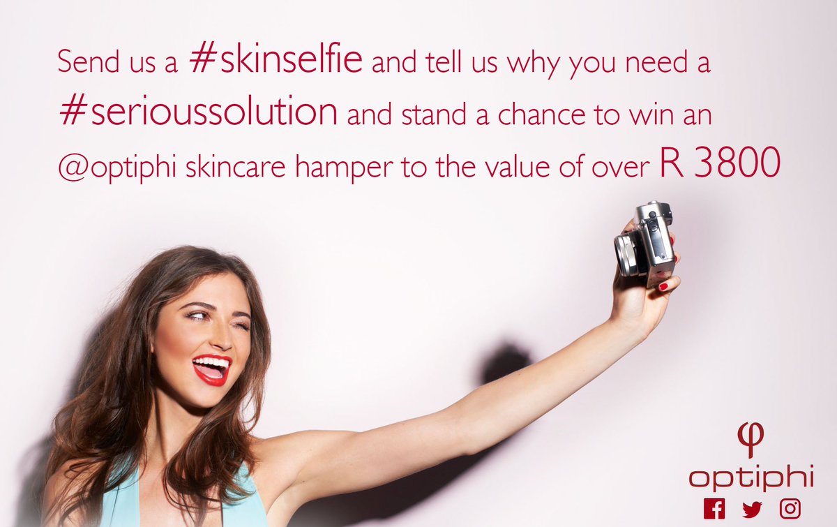 optiphi's tweet photo. Send us a #skinselfie and tell us why you need a #serioussolution and stand a chance to win an @optiphi skincare hamper to the value of over R 3800 https://t.co/TPRlQQvJ3u