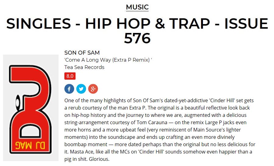 RapAndSoulPromo's tweet image. "A divinely boom-bap moment" - extra praise for @PLargePro's remix of @sonofsam_uk's 'Come a Long Way' from @DJmag 
#CinderHill #ExtraP
#RapAndSoulPromo