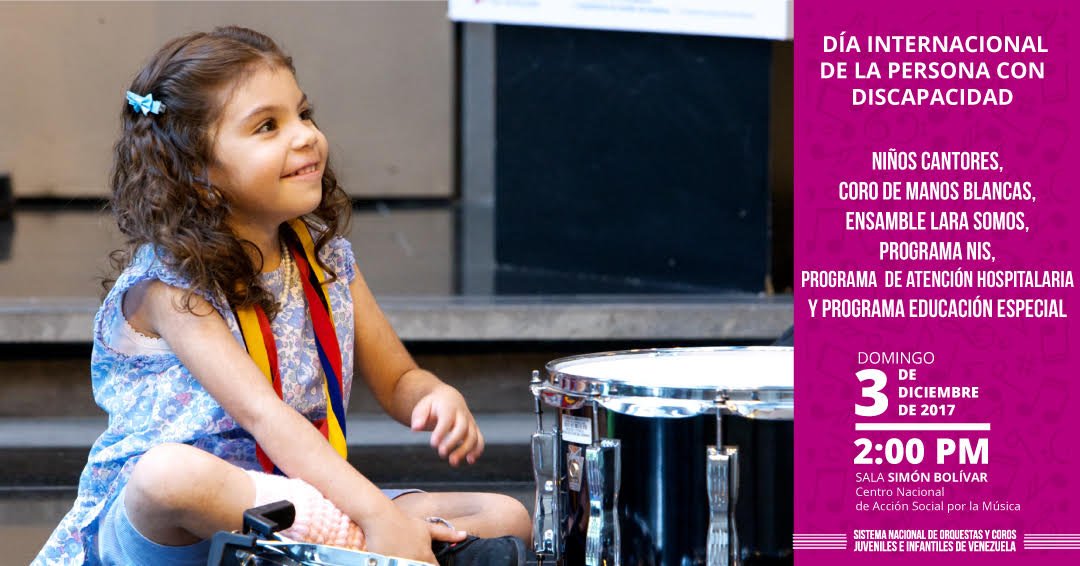 #3Dic | 2 pm | Asiste al segundo maratón musical en conmemoración del Día Internacional de las Personas con Discapacidad. #LaMúsicaNosUne