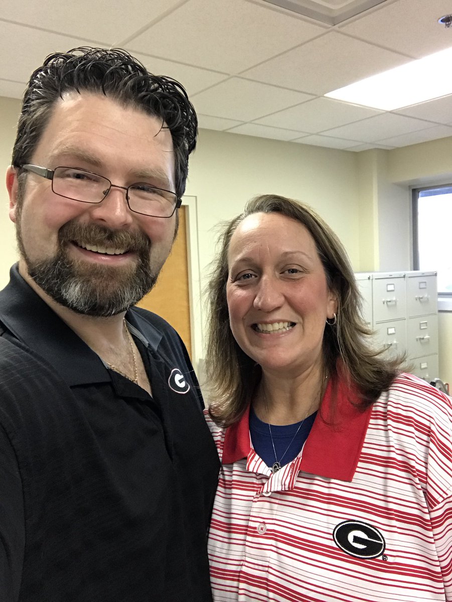 BSeay05's tweet photo. After 2 years of having to wear those awful orange and blue colors, the Dawgs beat Florida and my program coordinator Brenda Martin-Bissinnar gets to wear a @universityofga shirt today at work! #Sweetvindication #GoDAWGS #BeatAuburn https://t.co/Z0Ptg6bVJb