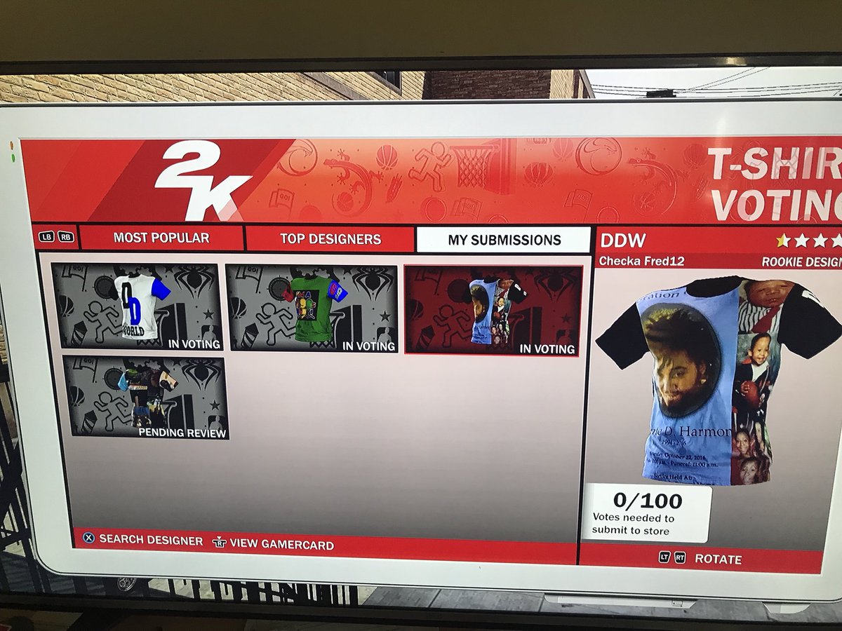 CheckaFred's tweet photo. @2K18ShirtVotes @2KShirts @2KShirtPromos @xbox2kshirts @2k18Shirts @2kshirtcreator @NBA2KShirts can I get some votes for my shirts please and thank you I really appreciate it https://t.co/m6B1tT6a31