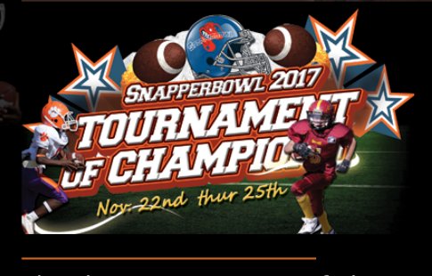 SnapperBowl's tweet photo. 49th Snapper Bowl kicks off Thanksgiving Day playing on 5 Fields in Panama City Beach!! https://t.co/LlWuHHM4GO