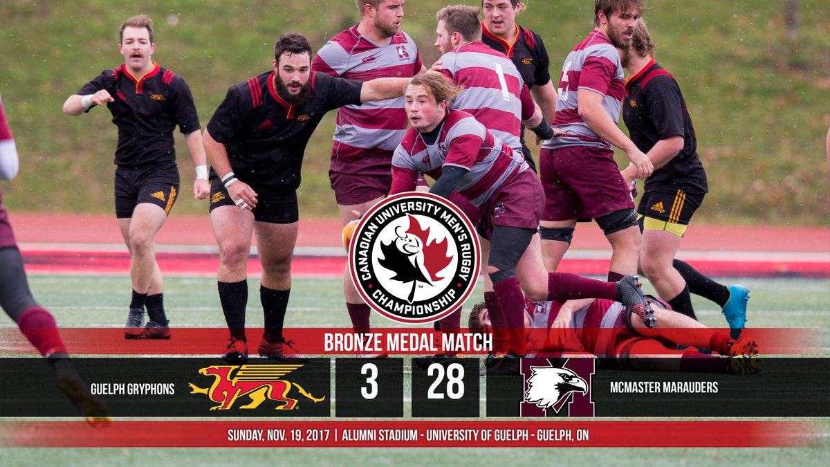 RugbyCanada's tweet photo. 🏉Canadian University Men's Rugby Championship: @McMasterSports claims the 🥉medal in a 28-3 victory over @guelph_gryphons. https://t.co/hHJ2p6x79c