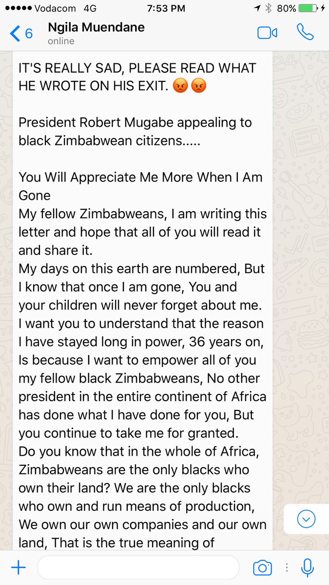 The person spreading this fake exit statement must show some respect for RObert Mugabe.RG speaks high English, very erudite. This is rather pedestrian by his standards.