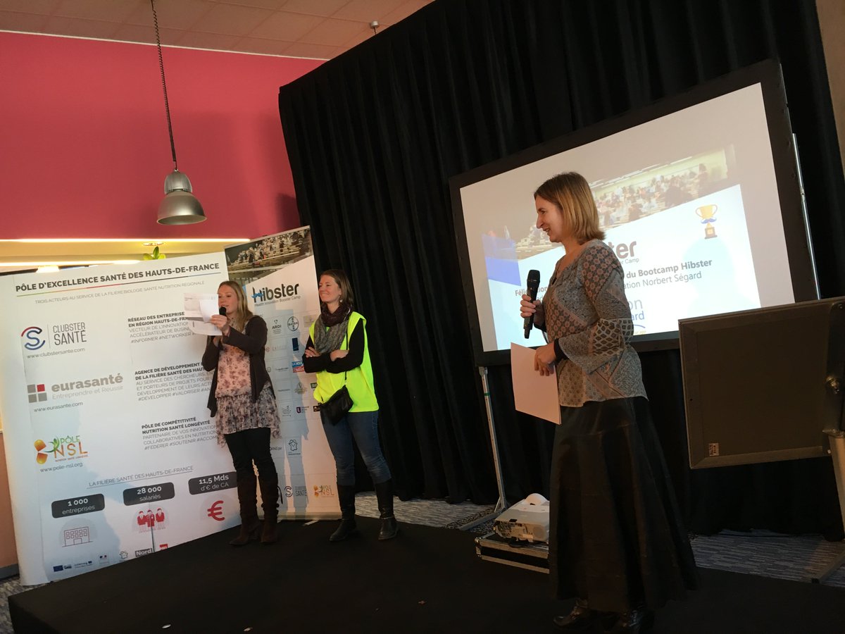 AKokosy's tweet photo. Le grand prix du bootcamp @Eurasante #Hibster17, soutenu par la Fondation Norbert Ségard @jpsegard, revient à l'équipe 2 du projet #AutonomadMobility. Bravo aux étudiants ! https://t.co/F5bBBg830y