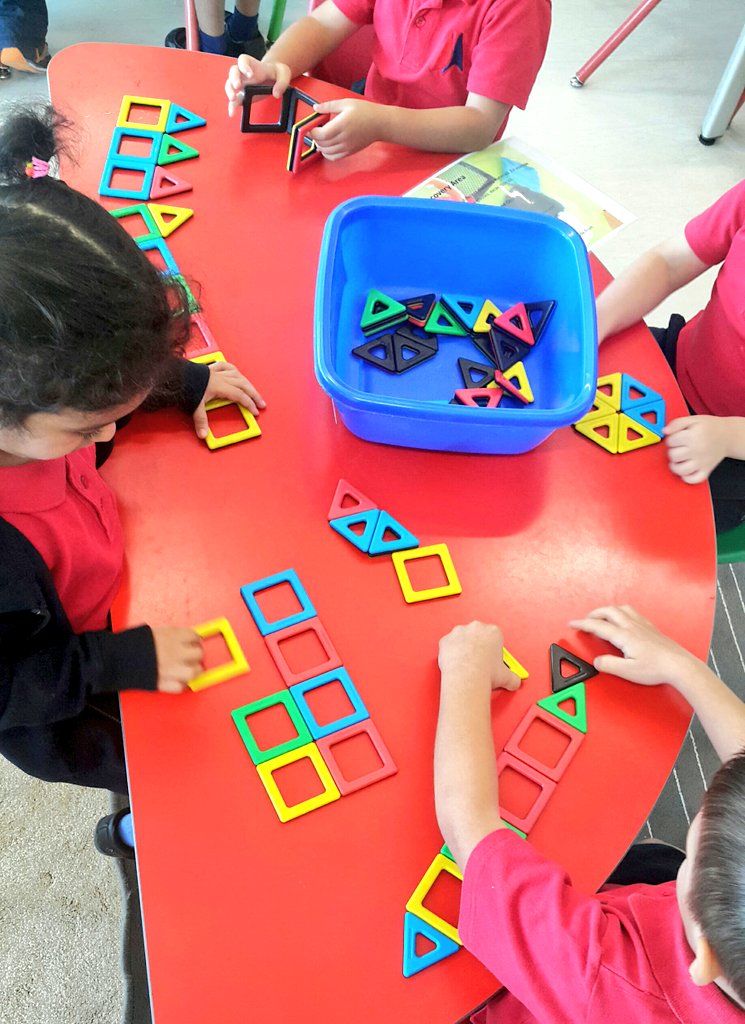 We love our new <a href="/LakeshoreLM/">Lakeshore Learning</a> 3D Magnet Builders! We are identifying shapes, constructing news shapes, making 2D and 3D pictures and some of us made patterns with colours! Learning about magnets never looked this cool #prek